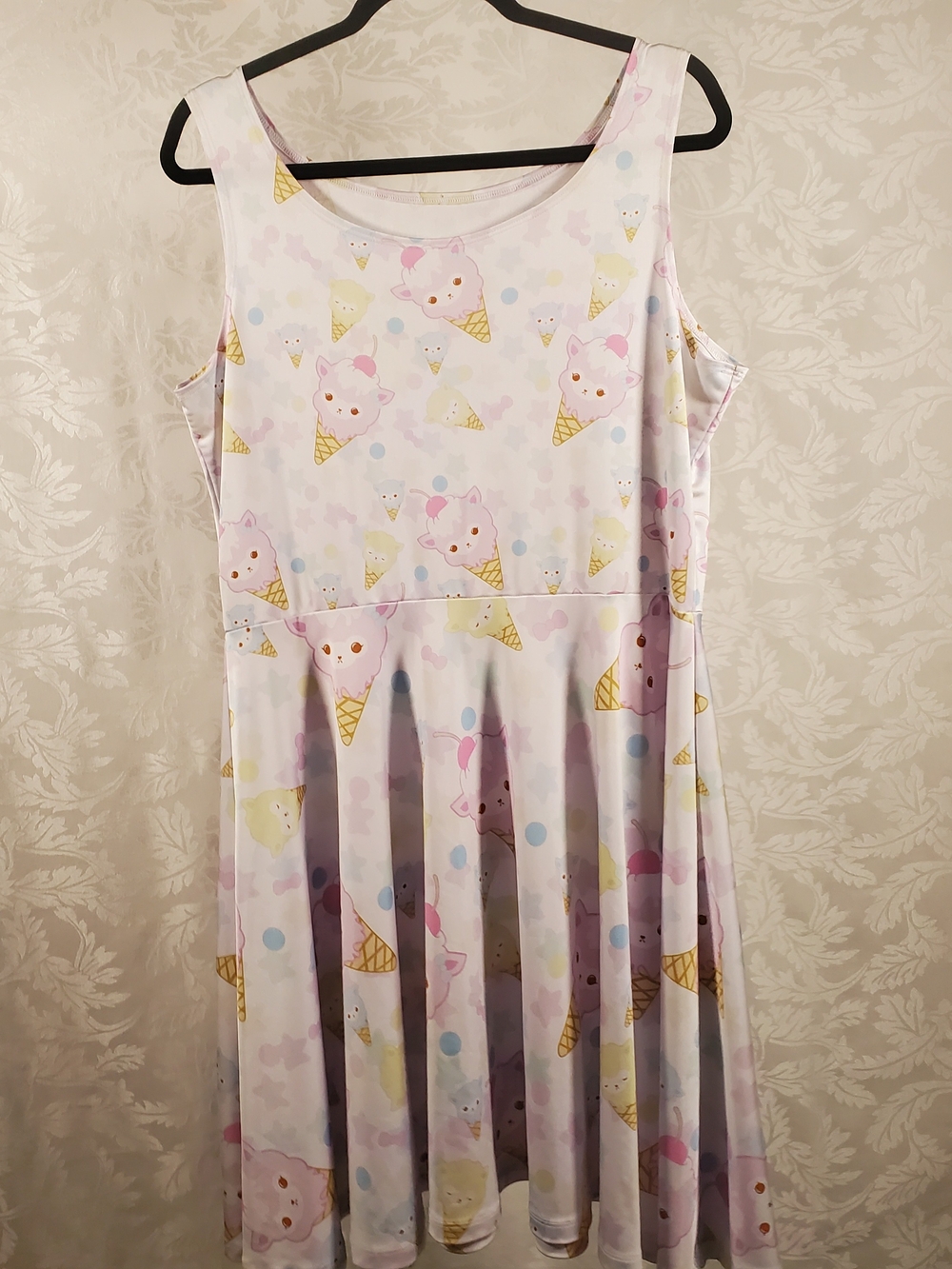 Cute Pastel Ice Cream Print Sleeveless Dress